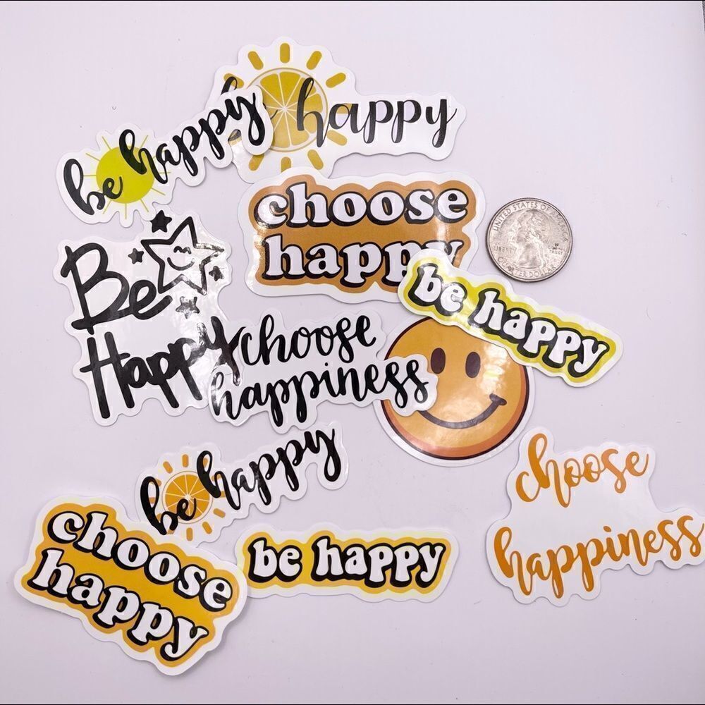 Happiness Vinyl Stickers-Waterproof 